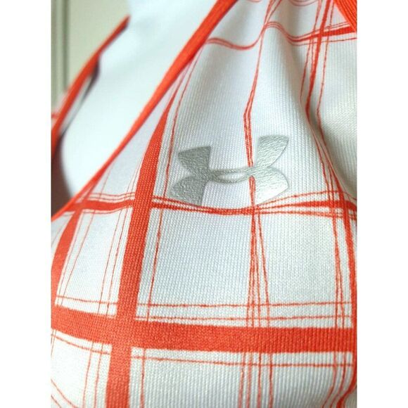 Under Armour Womens Halter Tank S White Orange Built in Sports Bra Run Workout - Picture 4 of 6
